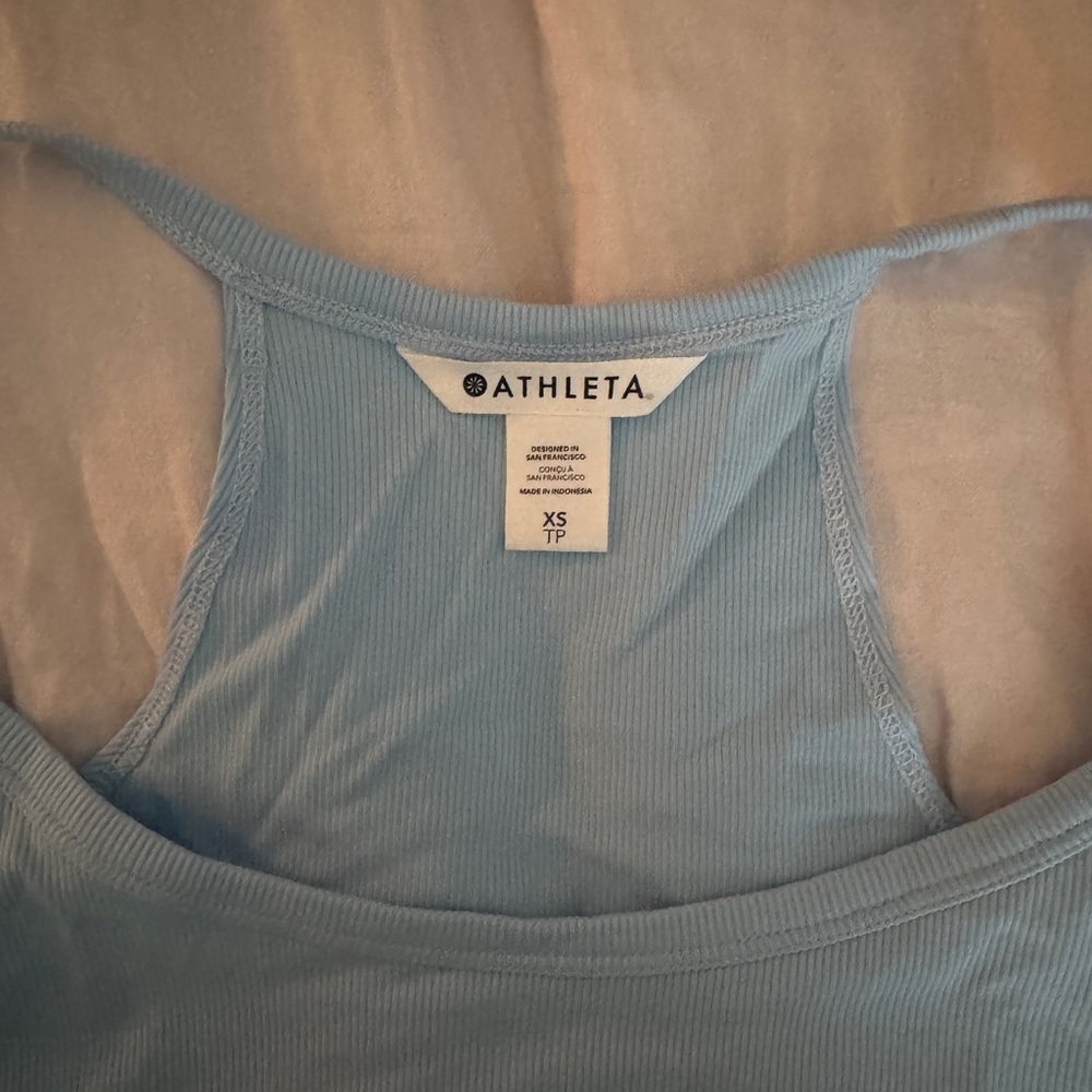NWOT Athleta Light Blue Ribbed Racerback Tank - Picture 2 of 4